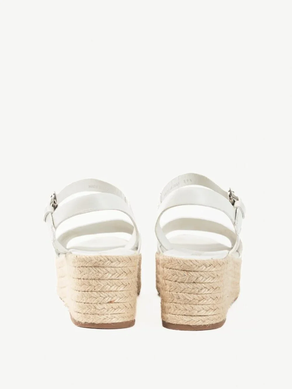 Prada Bianco Vitello Montana Leather Espadrille Wedge Sandals - Picture 3 of 10